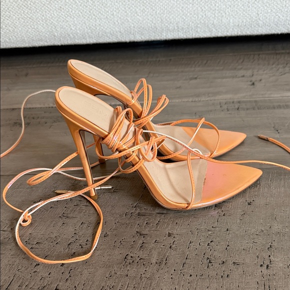 FEMME - Luce Minimale Orange Strappy High Heels - Picture 1 of 3